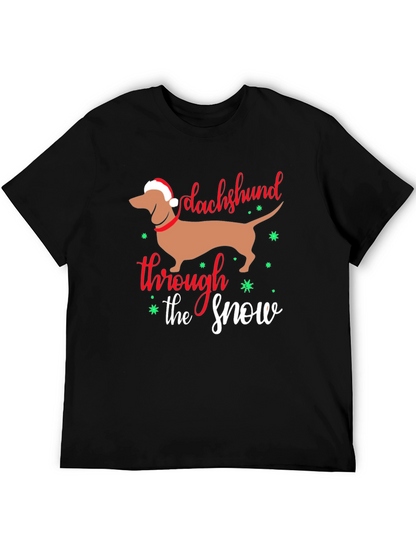 Camiseta Negra con Diseño Navideño Dachshund
