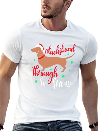 Camiseta Negra con Diseño Navideño Dachshund