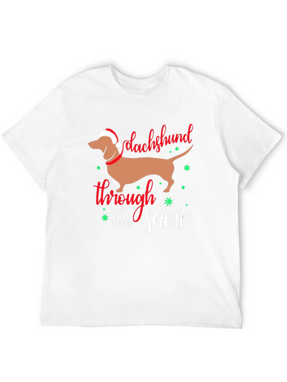 Camiseta Negra con Diseño Navideño Dachshund
