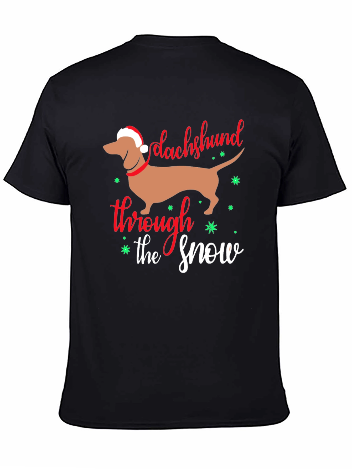 Camiseta Negra con Diseño Navideño Dachshund