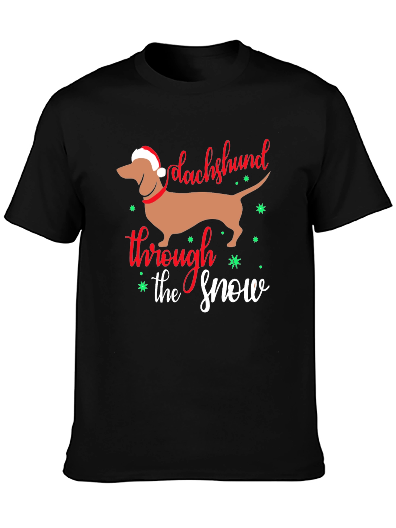 Camiseta Negra con Diseño Navideño Dachshund