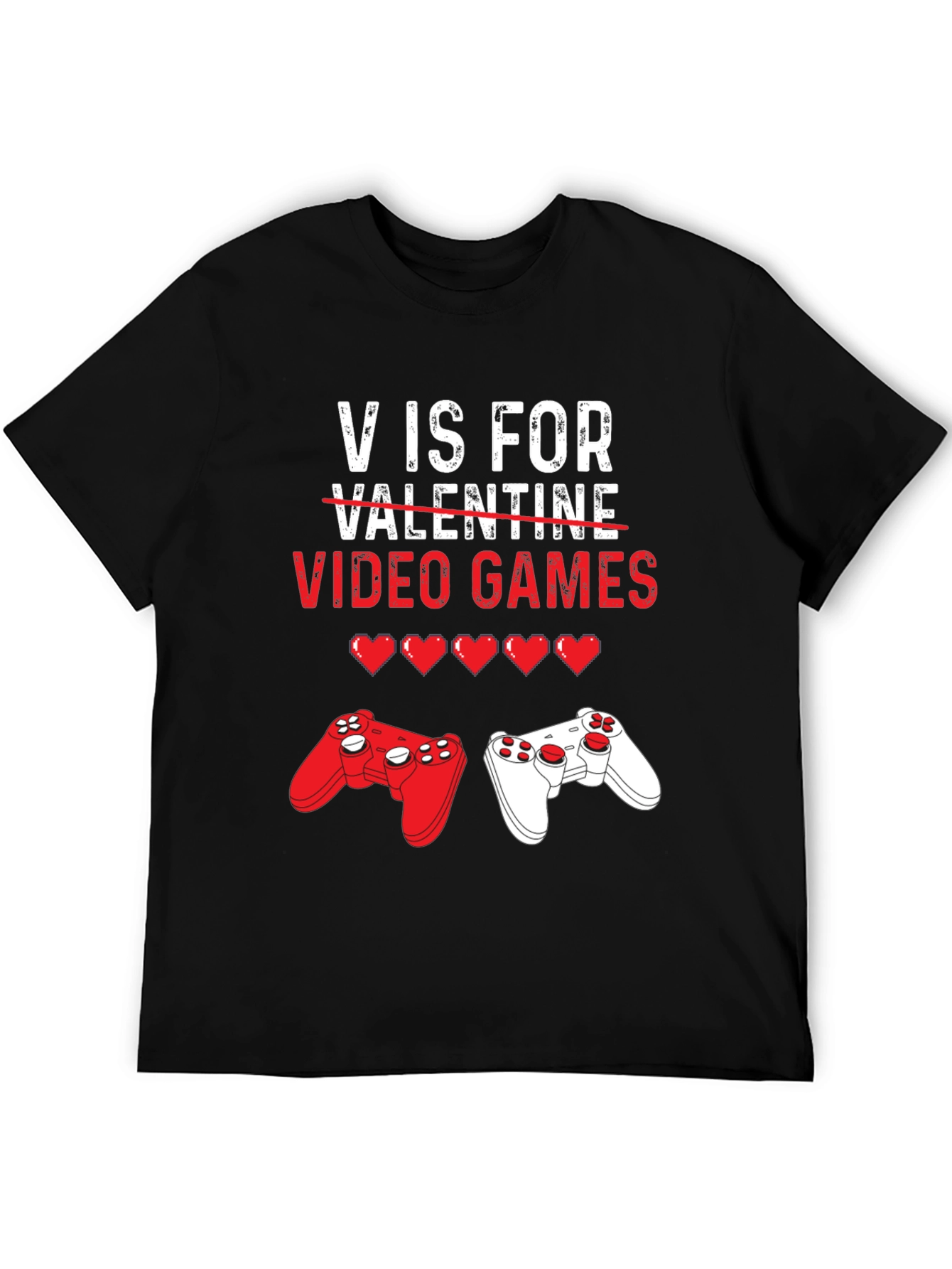 Camiseta Negra V de Videojuegos para San Valentín