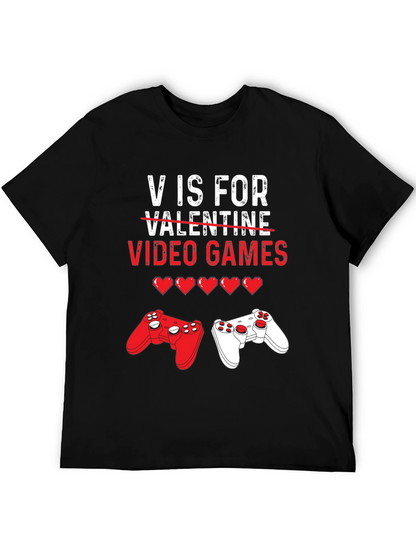 Camiseta Negra V de Videojuegos para San Valentín