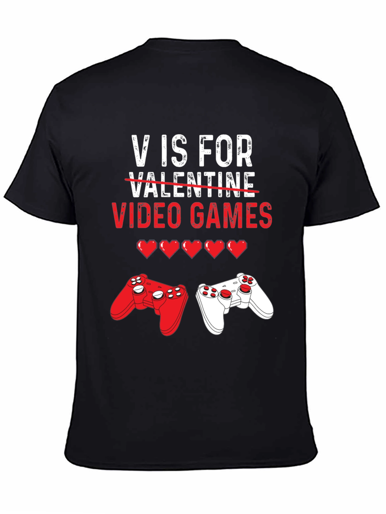 Camiseta Negra V de Videojuegos para San Valentín