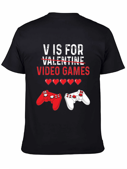 Camiseta Negra V de Videojuegos para San Valentín