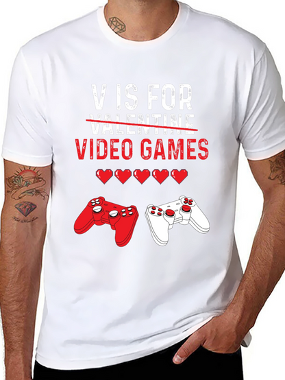 Camiseta Negra V de Videojuegos para San Valentín