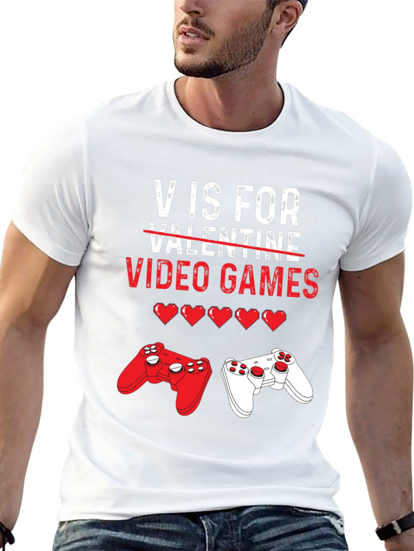 Camiseta Negra V de Videojuegos para San Valentín