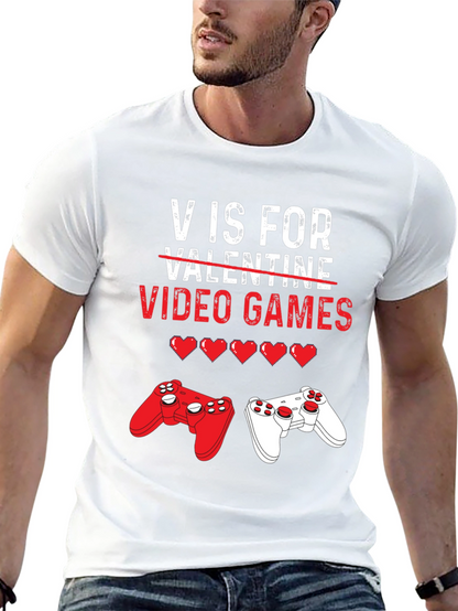 Camiseta Negra V de Videojuegos para San Valentín
