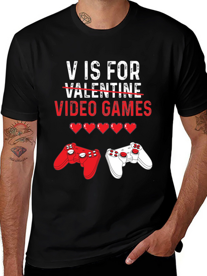 Camiseta Negra V de Videojuegos para San Valentín