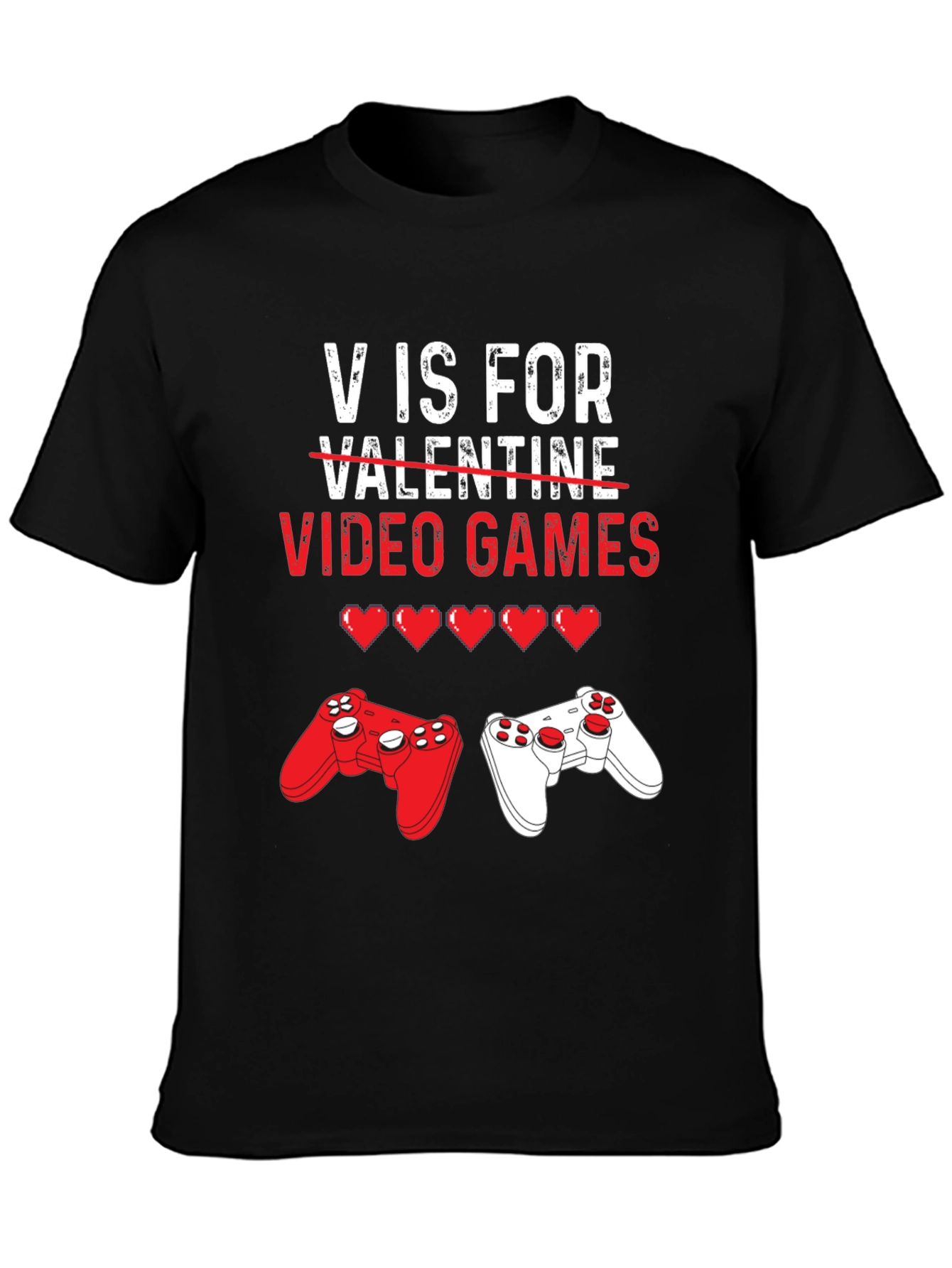 Camiseta Negra V de Videojuegos para San Valentín
