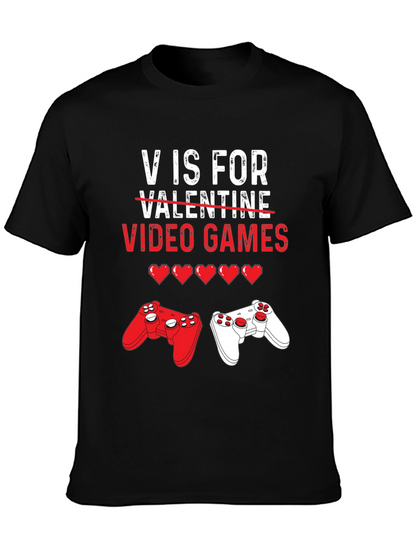 Camiseta Negra V de Videojuegos para San Valentín