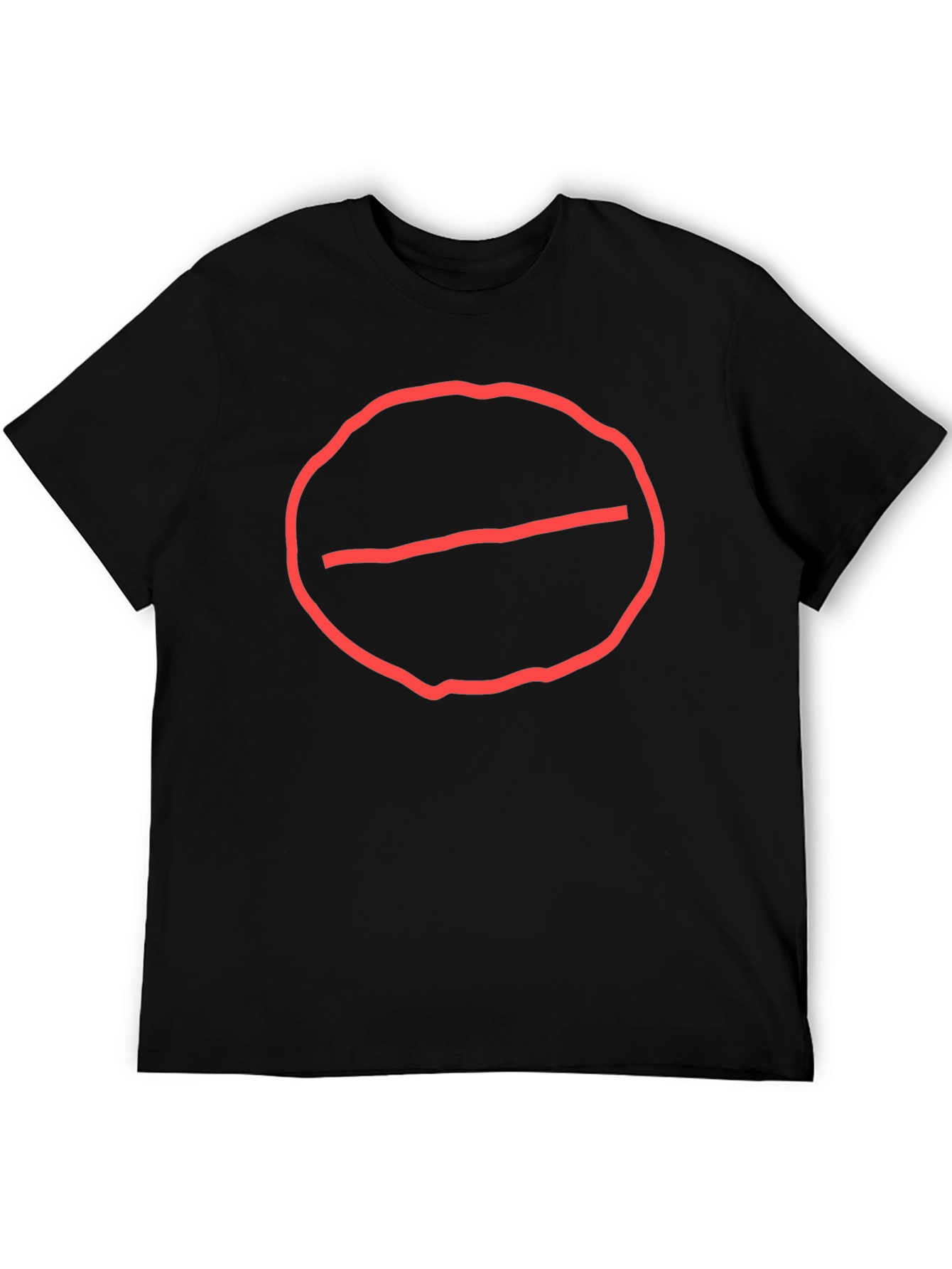 Camiseta Negra Hombre - Círculo Prohibido Rojo