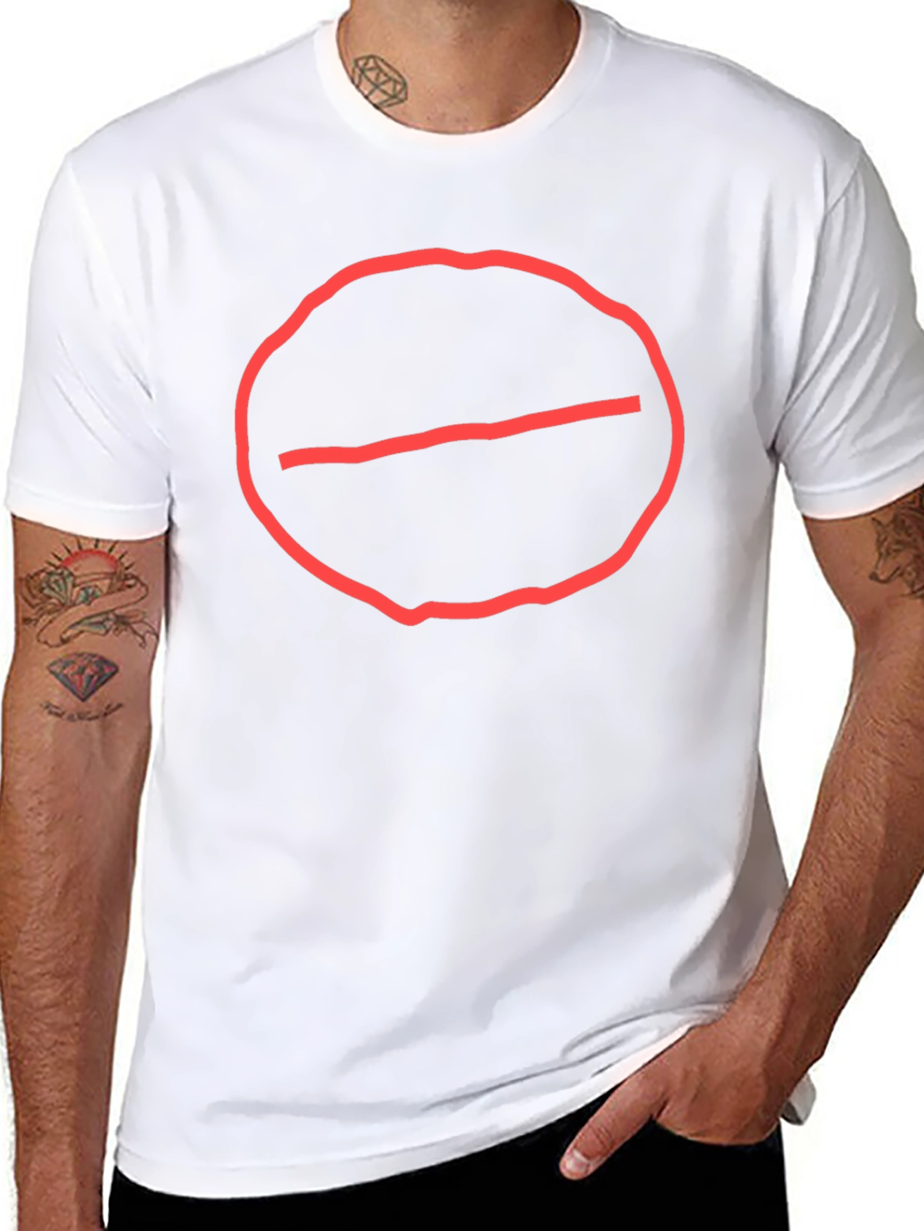 Camiseta Negra Hombre - Círculo Prohibido Rojo