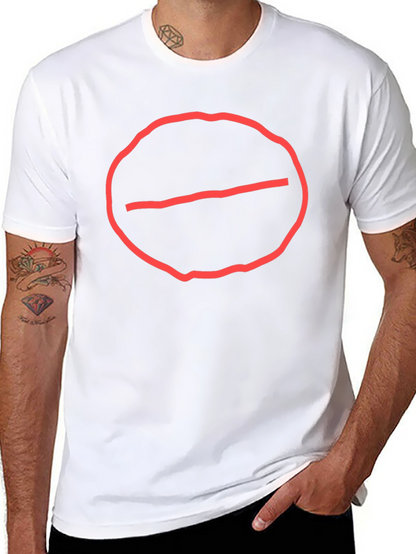 Camiseta Negra Hombre - Círculo Prohibido Rojo
