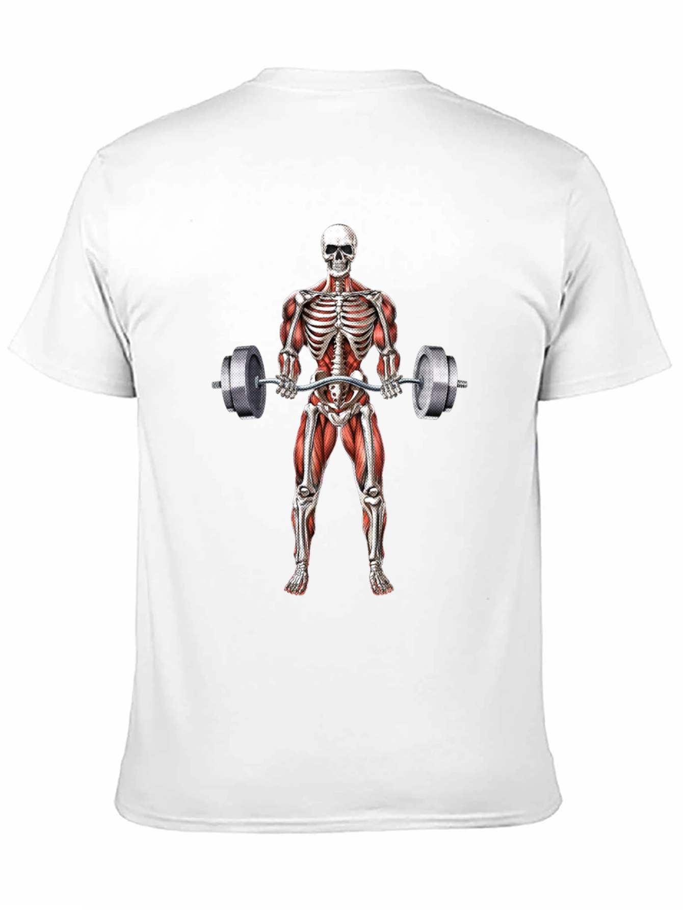 Camiseta Negra con Diseño de Esqueleto Levantando Pesas