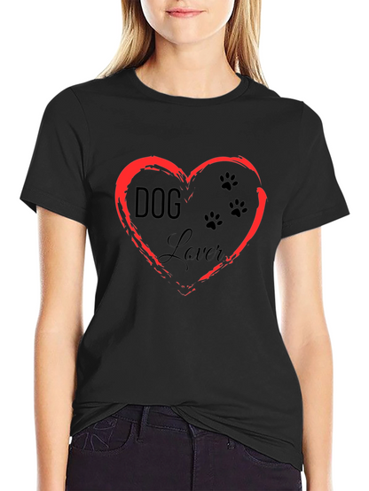 Camiseta Negra Dog Lover Diseño Corazón