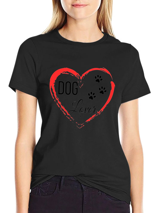 Camiseta Negra Dog Lover Diseño Corazón