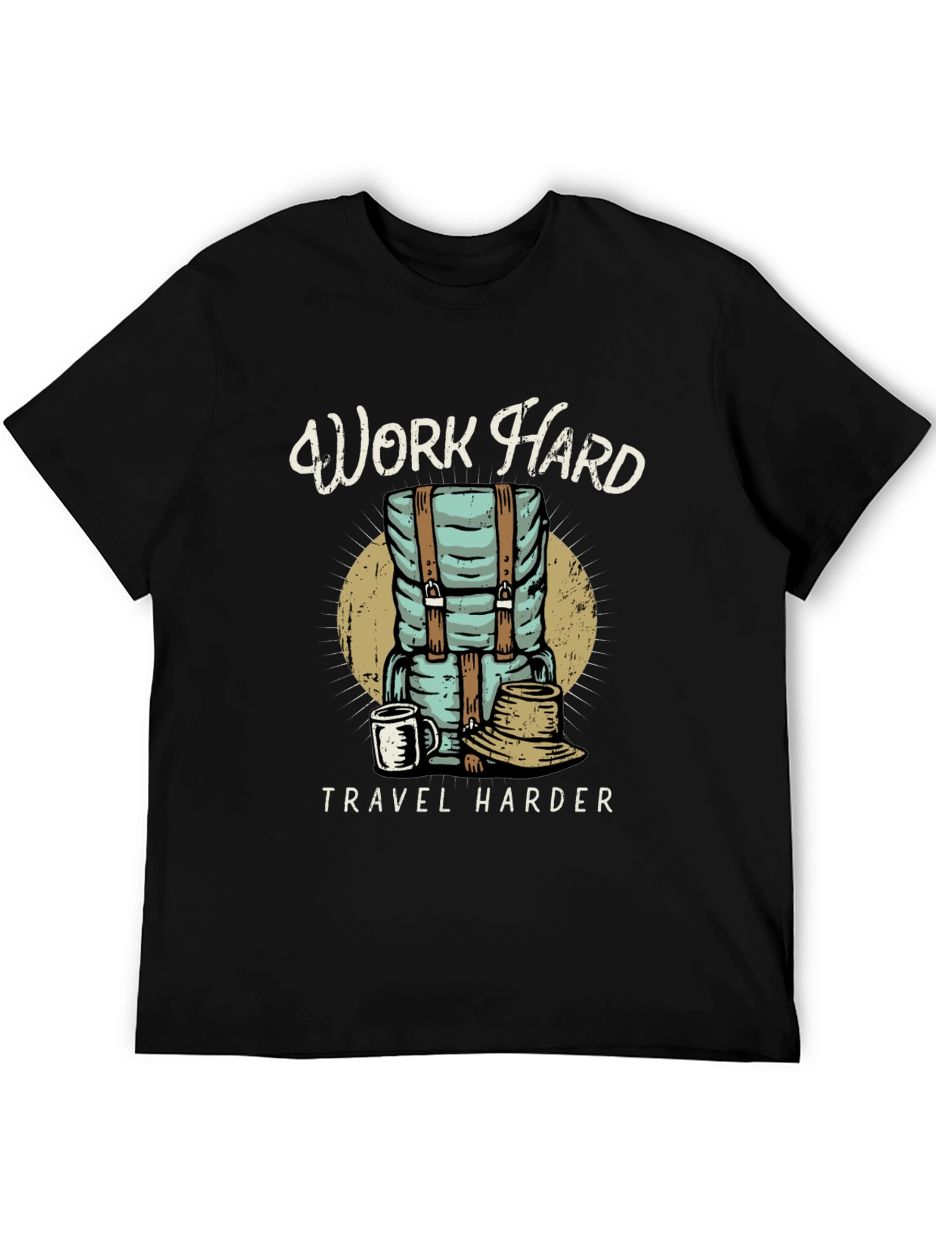 Camiseta Negra Work Hard Travel Harder