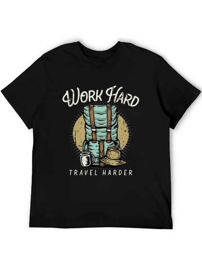 Camiseta Negra Work Hard Travel Harder