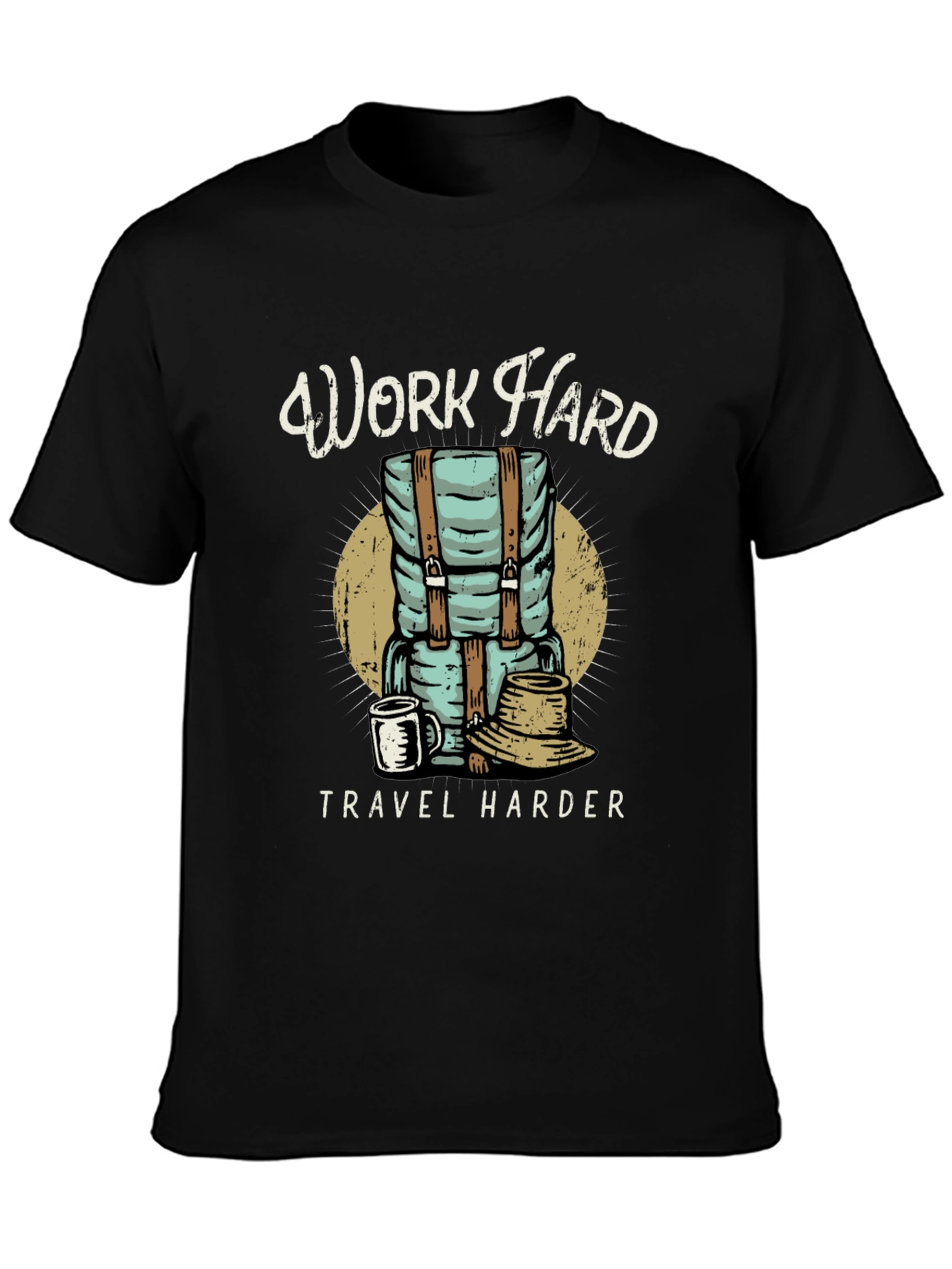 Camiseta Negra Work Hard Travel Harder