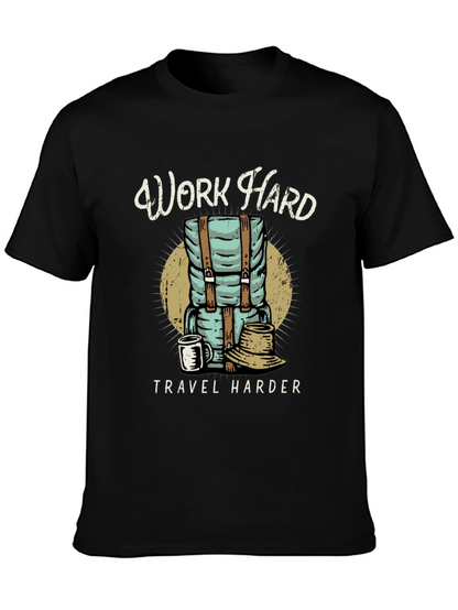 Camiseta Negra Work Hard Travel Harder