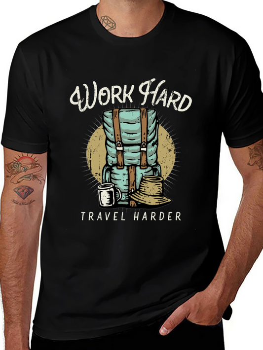 Camiseta Negra Work Hard Travel Harder