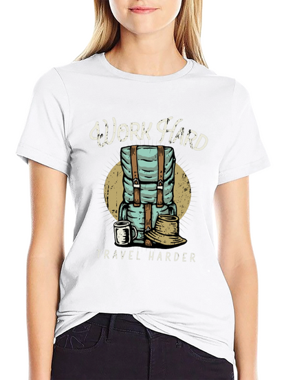 Camiseta Negra Work Hard Travel Harder