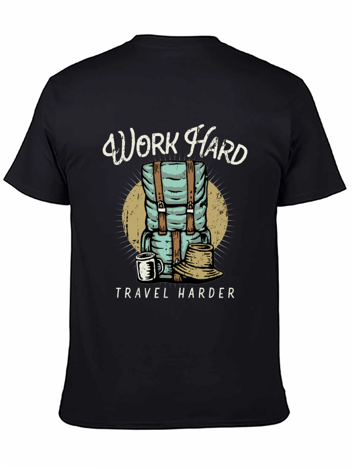 Camiseta Negra Work Hard Travel Harder