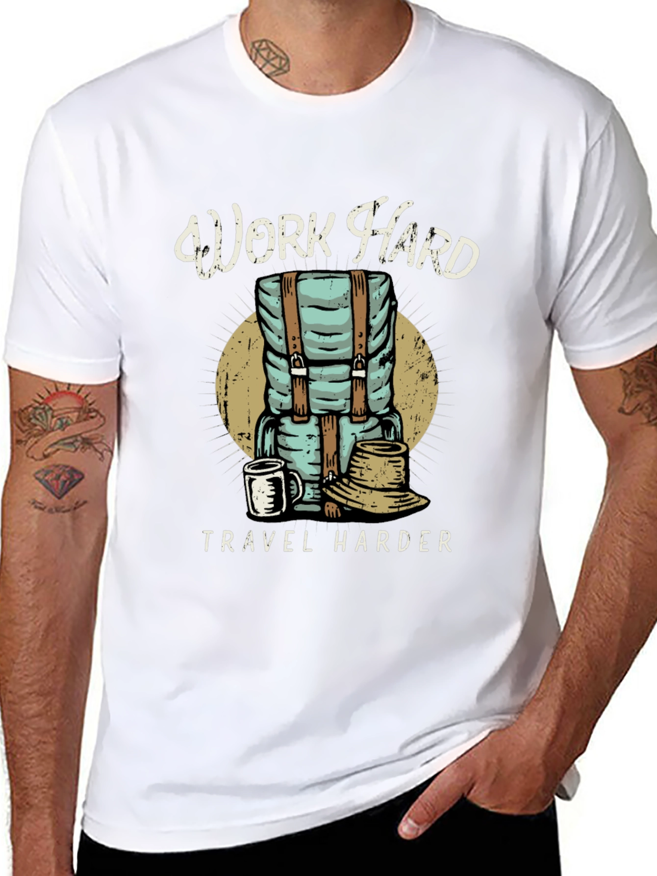 Camiseta Negra Work Hard Travel Harder