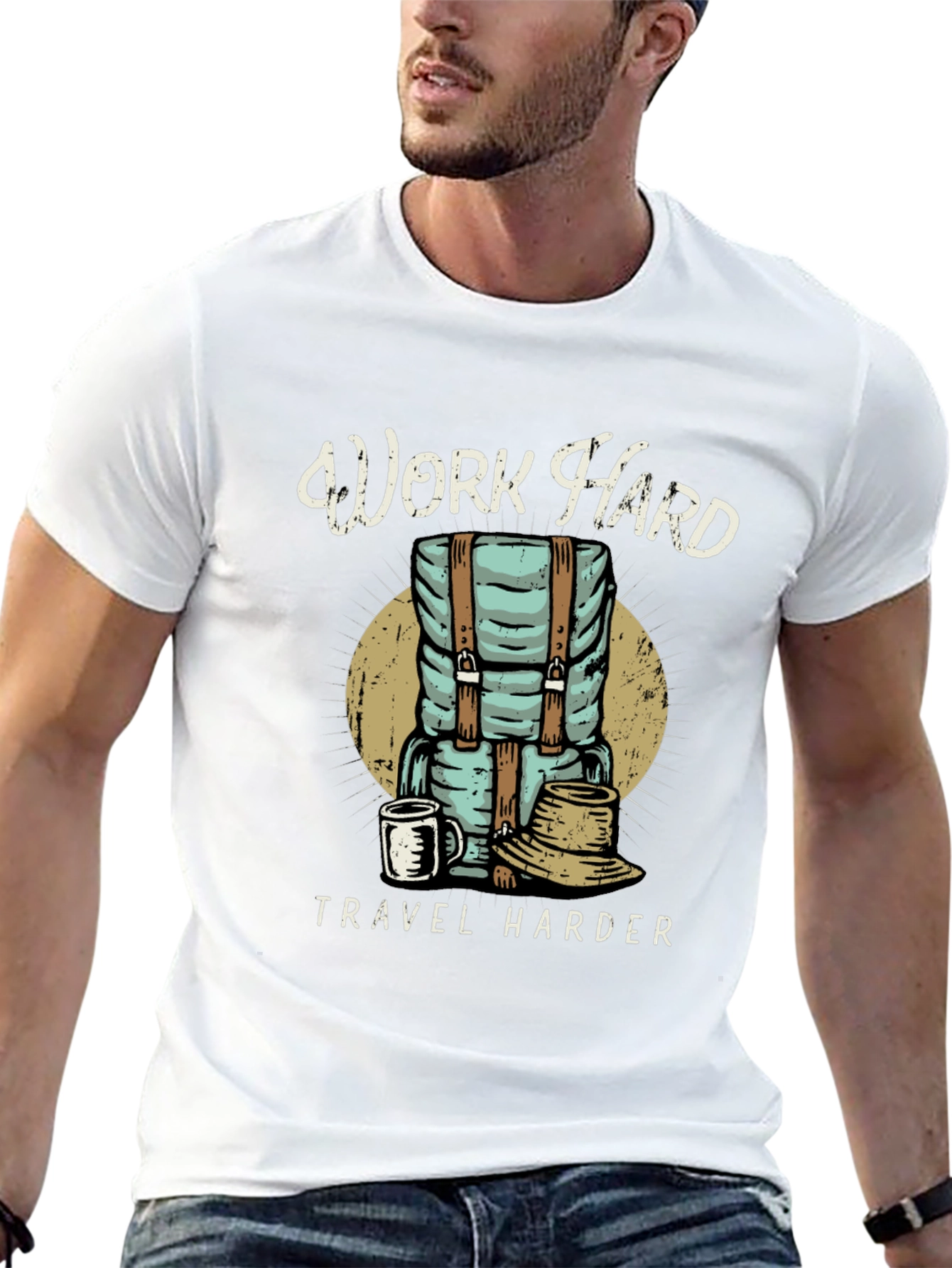 Camiseta Negra Work Hard Travel Harder