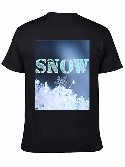 Camiseta Negra con Diseño de Nieve Invernal