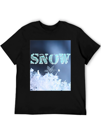 Camiseta Negra con Diseño de Nieve Invernal