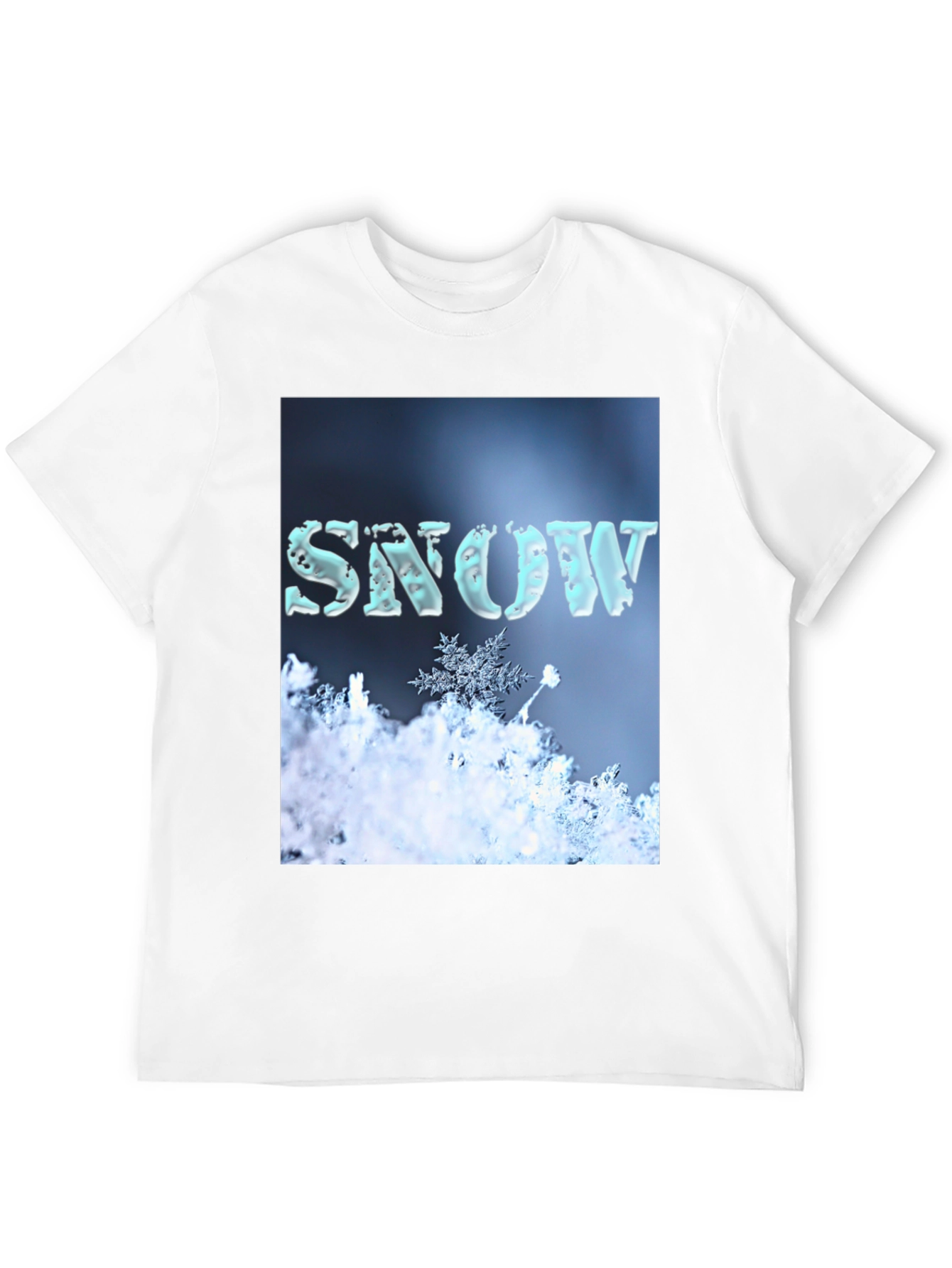 Camiseta Negra con Diseño de Nieve Invernal