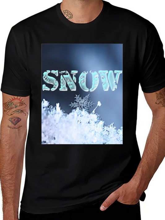 Camiseta Negra con Diseño de Nieve Invernal