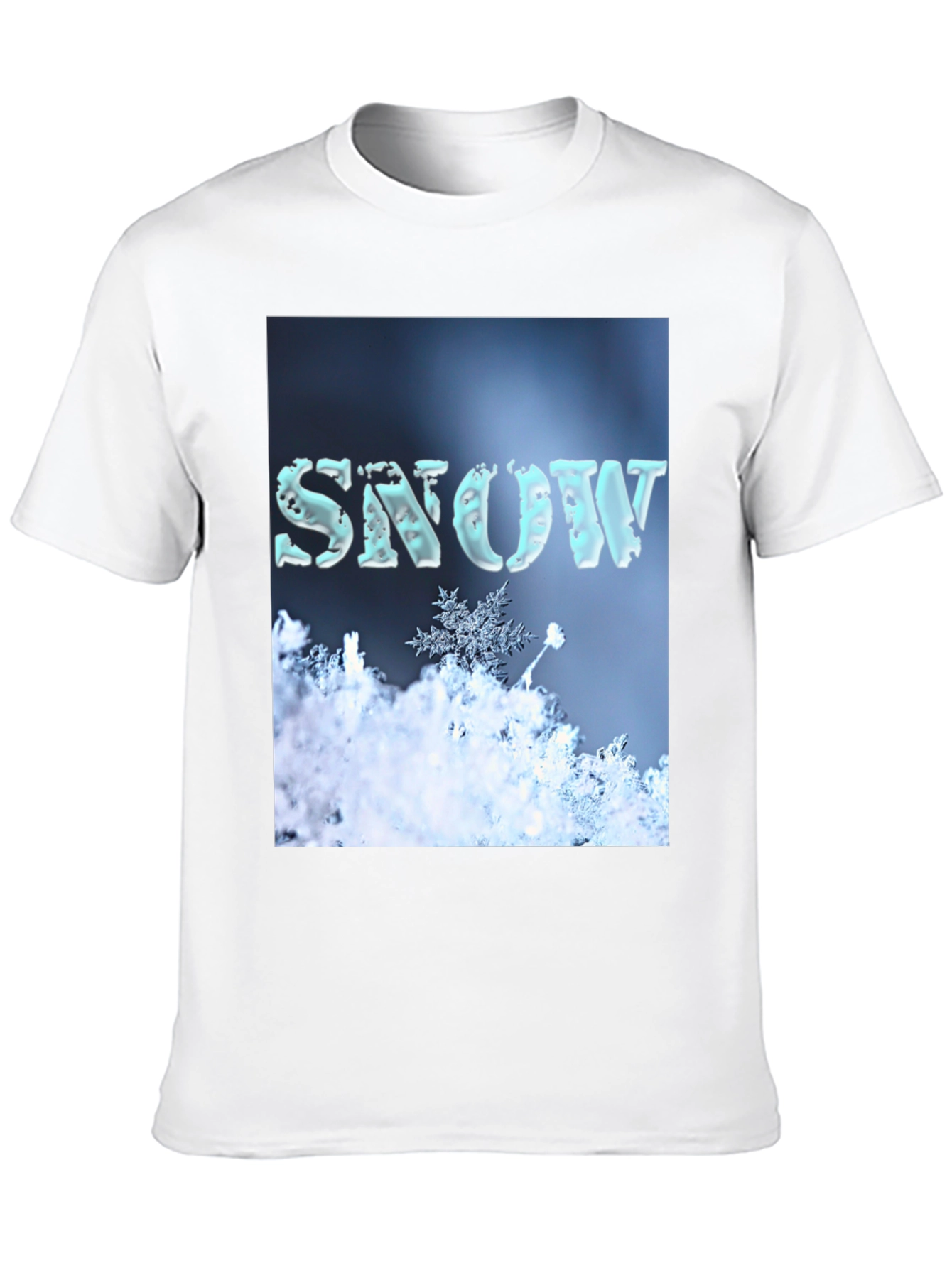 Camiseta Negra con Diseño de Nieve Invernal