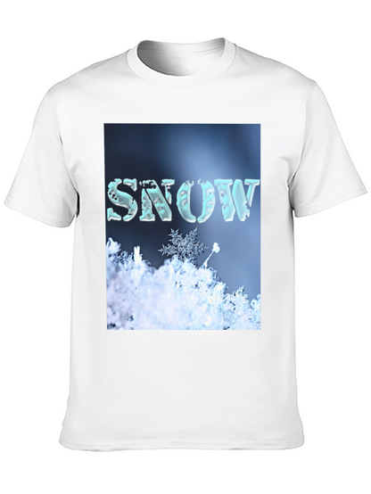 Camiseta Negra con Diseño de Nieve Invernal