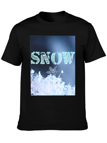 Camiseta Negra con Diseño de Nieve Invernal