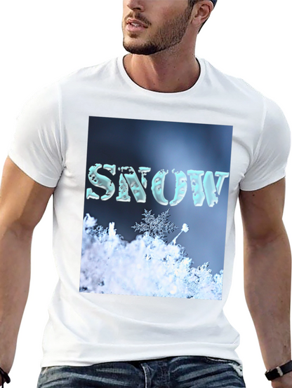 Camiseta Negra con Diseño de Nieve Invernal
