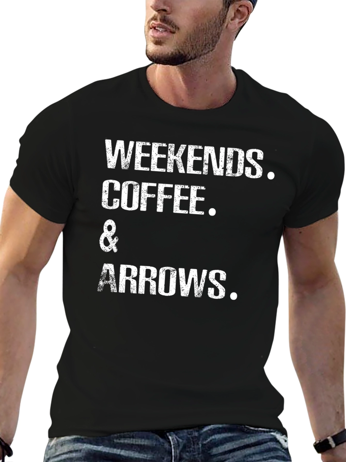 Camiseta Negra: Weekends Coffee & Arrows