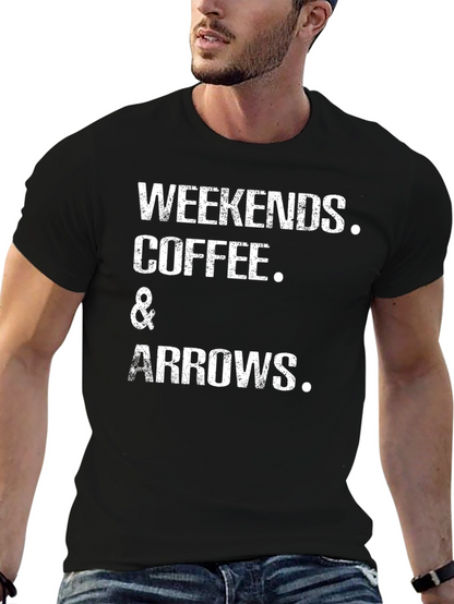 Camiseta Negra: Weekends Coffee & Arrows