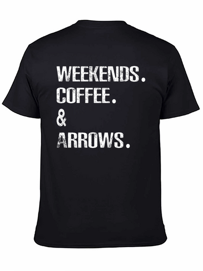 Camiseta Negra: Weekends Coffee & Arrows
