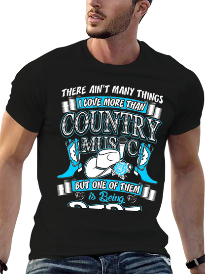 Camiseta Negra Country Music para Hombre