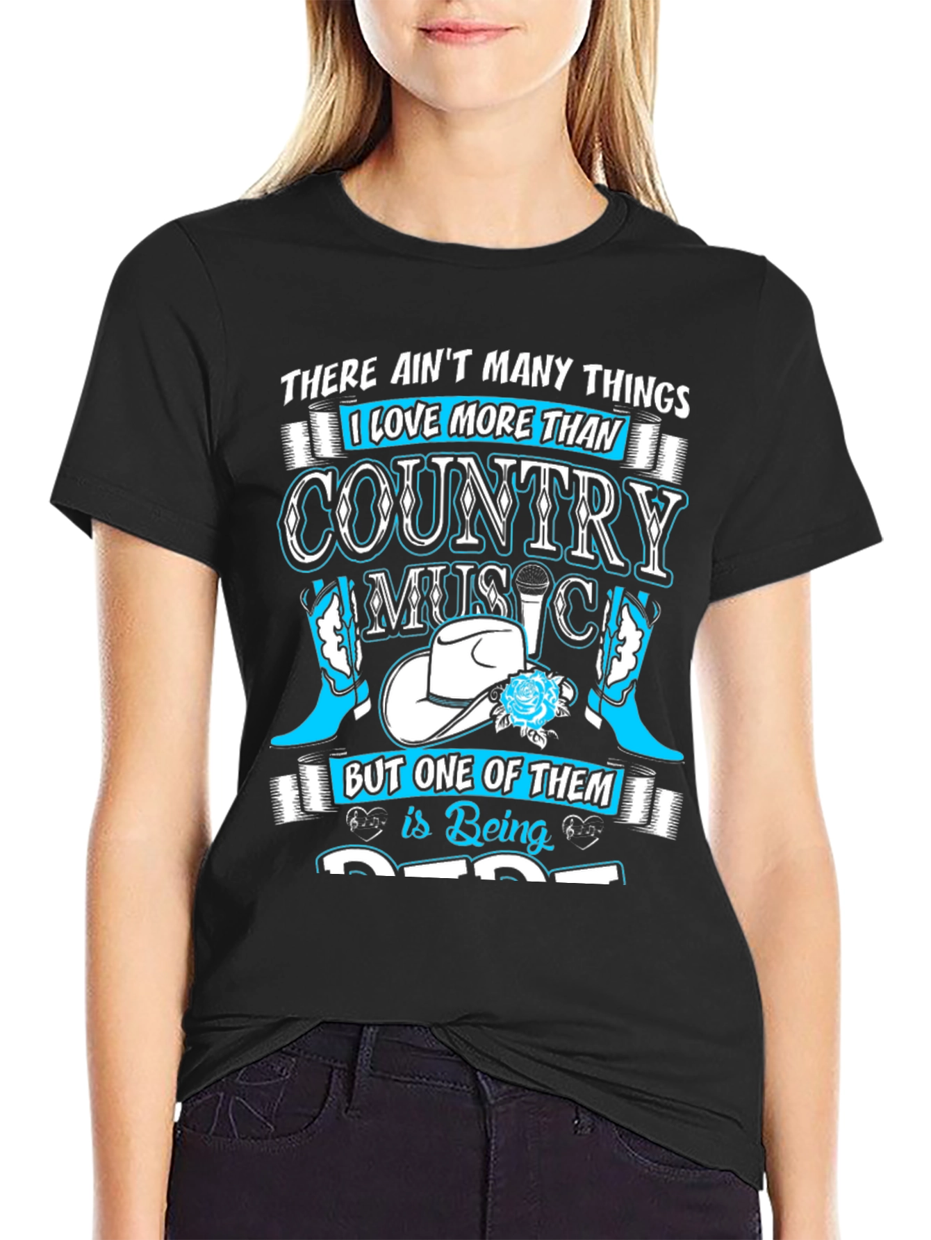 Camiseta Negra Country Music para Hombre