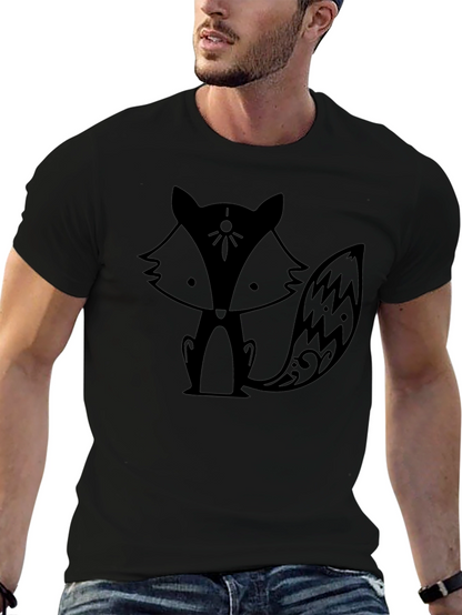 Camiseta Negra con Diseño de Zorro Estilizado