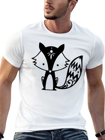 Camiseta Negra con Diseño de Zorro Estilizado