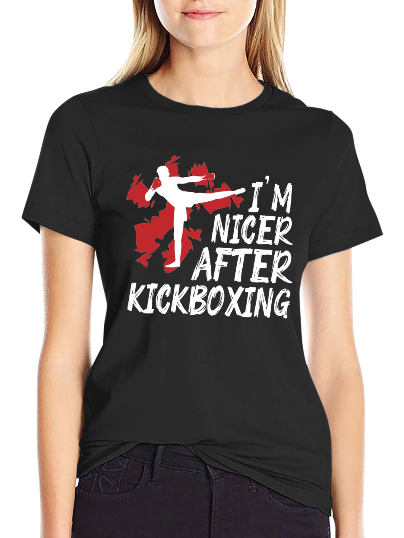 Camiseta Negra Kickboxing: Más Amable Después