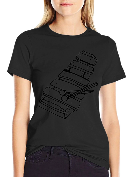 Camiseta Negra con Diseño de Xilófono para Amantes de la Música