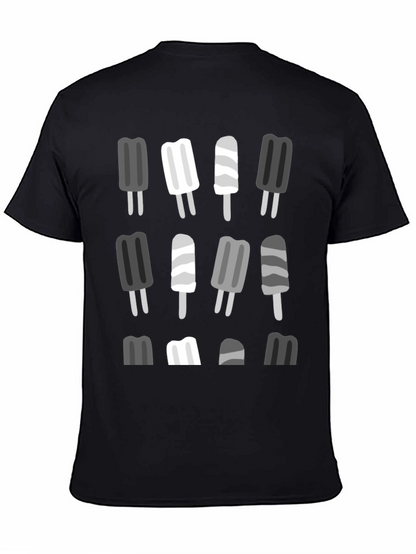 Camiseta Negra con Diseño de Paletas Heladas