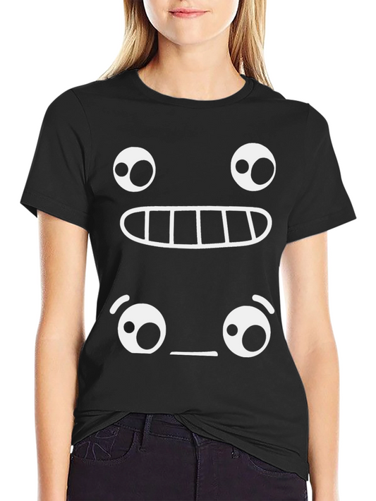 Camiseta Negra con Diseño Gráfico de Emoticonos