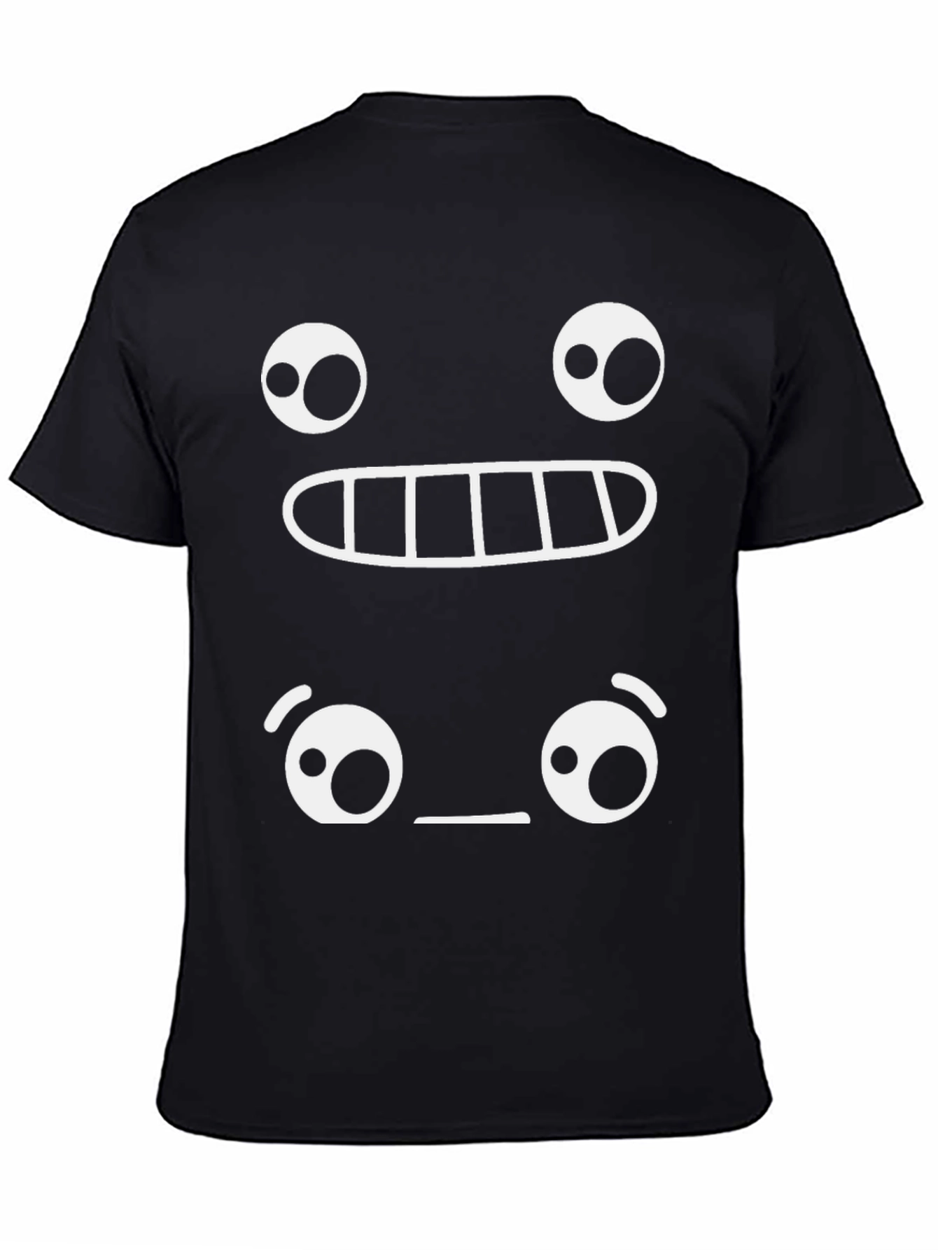 Camiseta Negra con Diseño Gráfico de Emoticonos